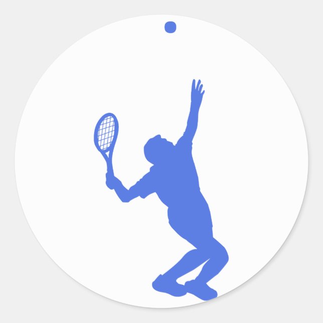 Royal Blue and White Tennis Classic Round Sticker (Front)