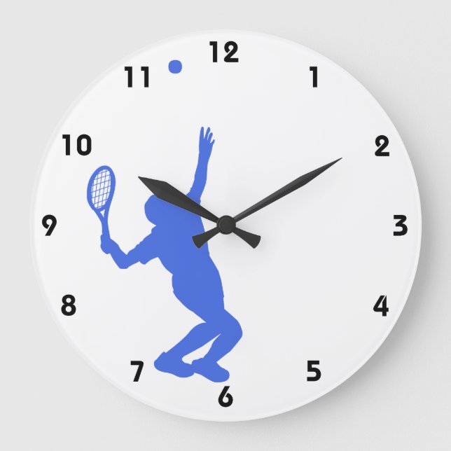Royal Blue and White Tennis Large Clock (Front)