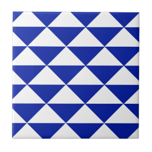 Royal Blue and White Triangles Tile
