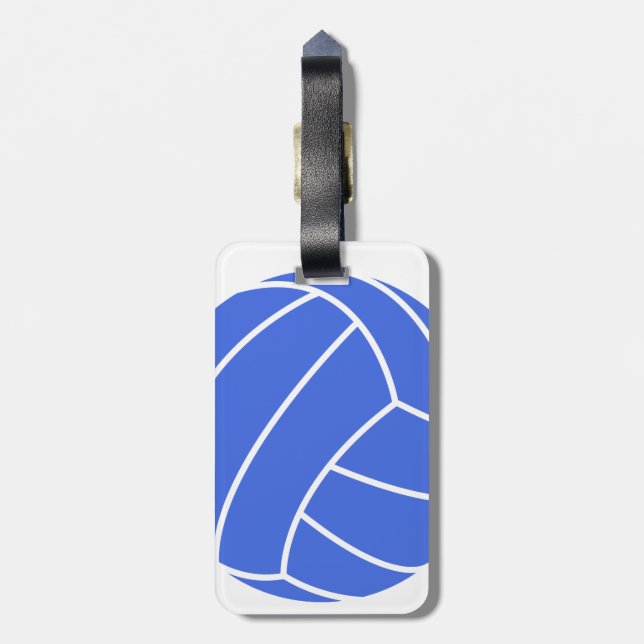 Royal Blue and White Volleyball Luggage Tag (Back Vertical)