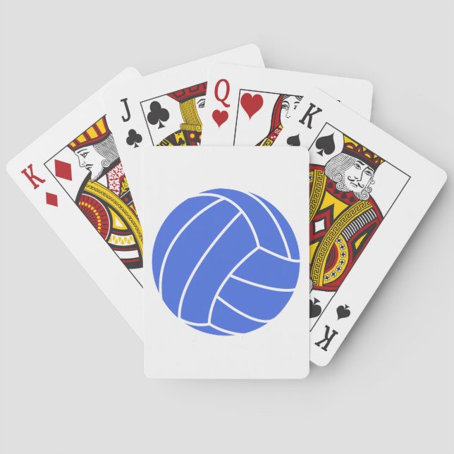 Royal Blue and White Volleyball Playing Cards (Back)