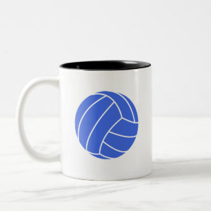 Royal Blue and White Volleyball Two-Tone Coffee Mug