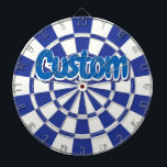 Royal Blue And White With Blue Custom Text Dartboard<br><div class="desc">Create your own Royal Blue And White With Blue Custom Text Dartboard! Personalise for any text you like!</div>