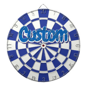 Royal Blue And White With Blue Custom Text Dartboard