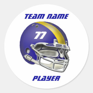Royal Blue and Yellow Football Helmet Classic Round Sticker