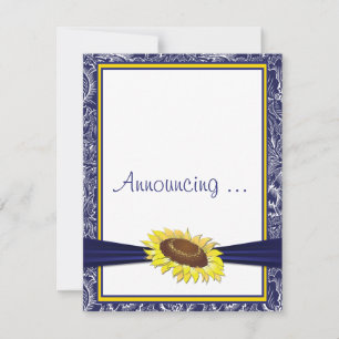 Royal Blue and Yellow Sunflowers Engagement Announcement
