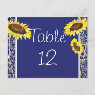 Royal Blue and Yellow Sunflowers Table Card
