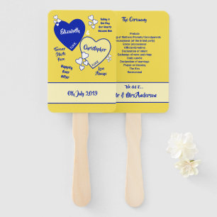 Royal blue and yellow Wedding Hand Fan
