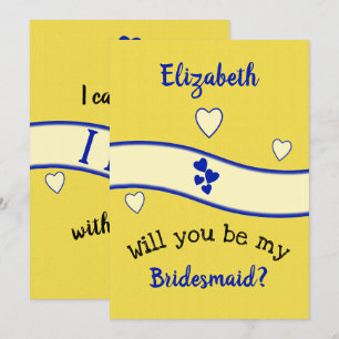 Royal blue and yellow will you be my Bridesmaid Invitation