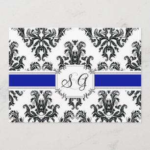 Royal Blue Antique Elegant Wedding Invitation