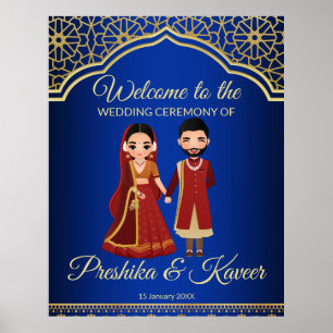 Royal blue arabian arch Hindu couple Indian   Poster