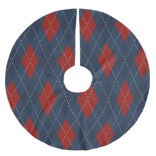 Royal Blue Argyle Christmas Pattern Brushed Polyester Tree Skirt