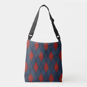 Royal Blue Argyle Christmas Pattern Crossbody Bag