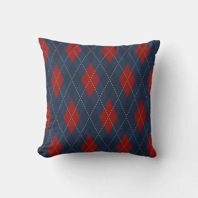 Royal Blue Argyle Christmas Pattern Cushion (Front)
