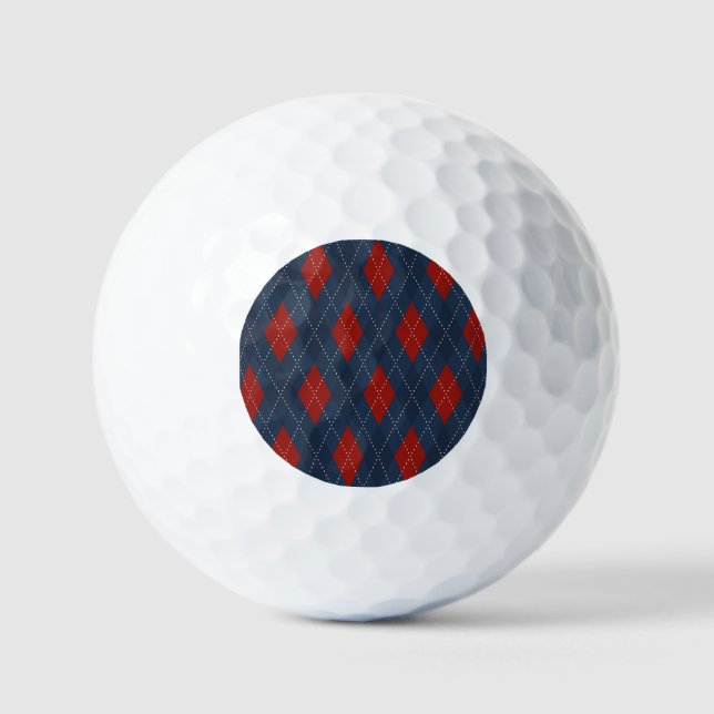 Royal Blue Argyle Christmas Pattern Golf Balls (Front)