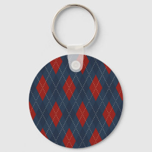 Royal Blue Argyle Christmas Pattern Key Ring