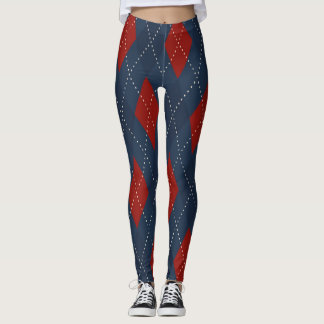 Royal Blue Argyle Christmas Pattern Leggings