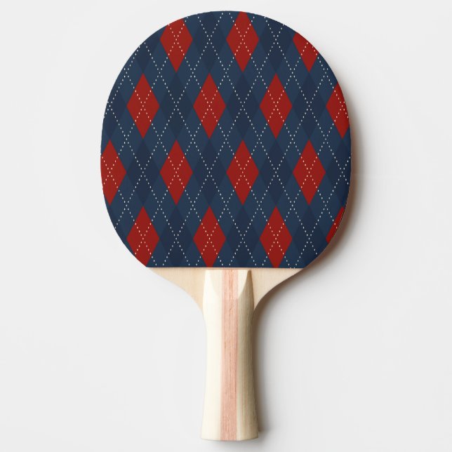 Royal Blue Argyle Christmas Pattern Ping Pong Paddle (Front)
