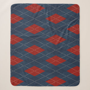 Royal Blue Argyle Christmas Pattern Sherpa Blanket