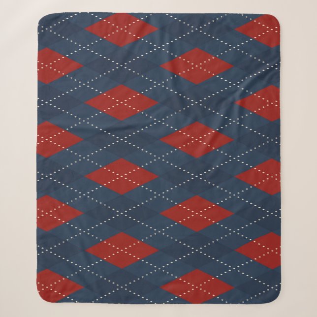 Royal Blue Argyle Christmas Pattern Sherpa Blanket (Front)