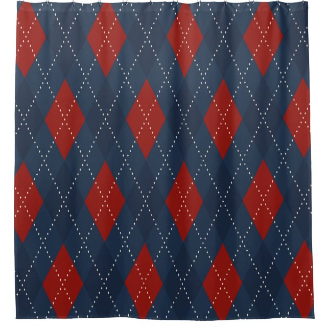 Royal Blue Argyle Christmas Pattern Shower Curtain (Front)