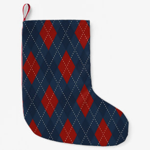 Royal Blue Argyle Christmas Pattern Small Christmas Stocking