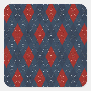 Royal Blue Argyle Christmas Pattern Square Sticker