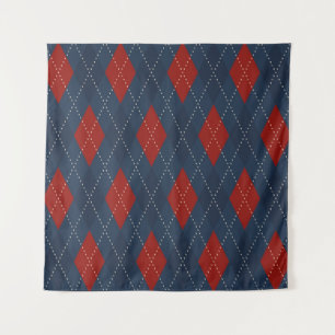 Royal Blue Argyle Christmas Pattern Tapestry