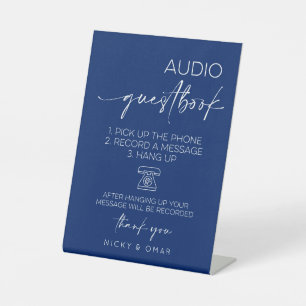 Royal Blue Audio Guestbook Wedding Reception Pedestal Sign