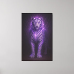 Royal Blue Aura White Tiger – Supreme Presence Canvas Print