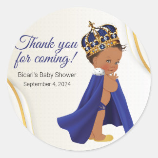 Royal Blue baby prince medium skin Cupcake Topper Classic Round Sticker