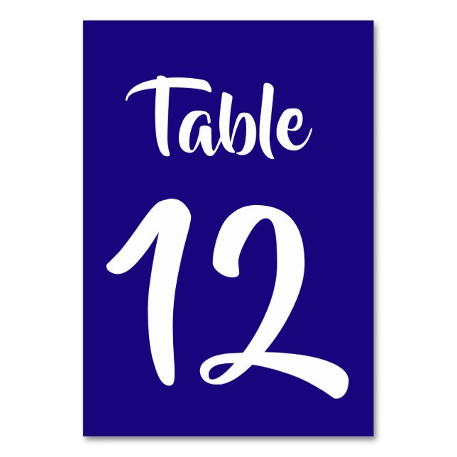 Royal Blue Background Table Number Card (Front)