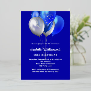 Royal blue balloons birthday silver
