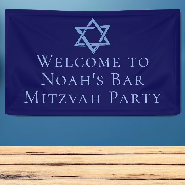 Royal Blue Bar Mitzvah Party Star of David Banner (Creator Uploaded)