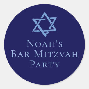 Royal Blue Bar Mitzvah Party Star of David Classic Round Sticker