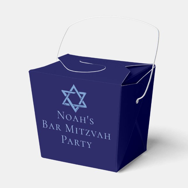 Royal Blue Bar Mitzvah Party Star of David Favour Box (Front Side)