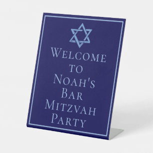 Royal Blue Bar Mitzvah Party Star of David Pedestal Sign