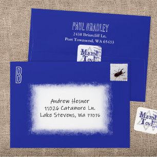 Royal Blue Bar Mitzvah Pre-addressed Envelope