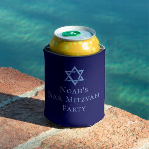 Royal Blue Bar Mitzvah Star of David Party Can Cooler