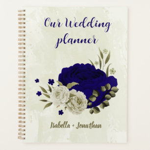 Royal blue beige floral wedding planner