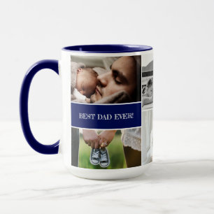 Royal blue Best Dad Ever Photo Collage Daddy Mug