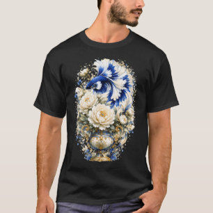 Royal Blue Betta Fish Watercolor, Floral Vase Siam T-Shirt