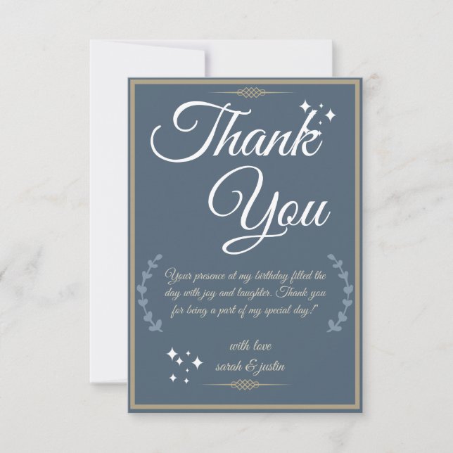 Royal Blue Birthday Bash! Thank You Card (Front)