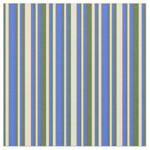 Royal Blue, Bisque, and Dark Olive Green Pattern Fabric