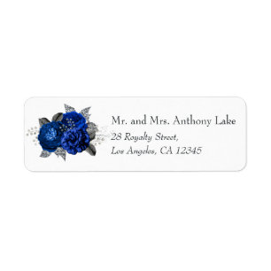 Royal Blue, Black and Silver Floral