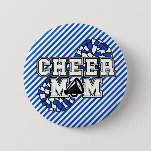 Royal Blue Black and White Cheer Mum  6 Cm Round Badge