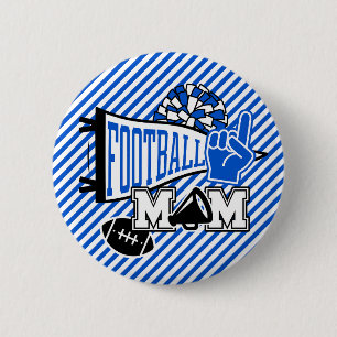 Royal Blue Black and White Football Mum  6 Cm Round Badge