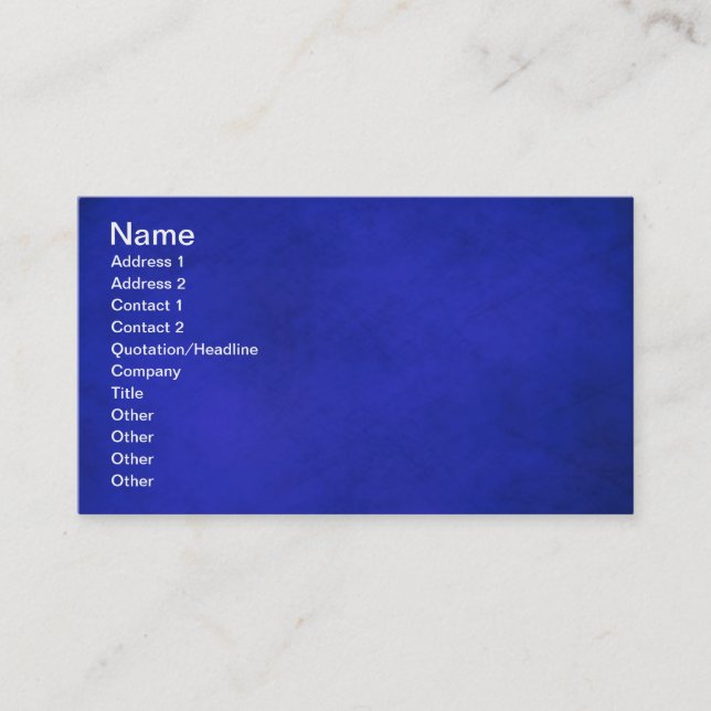 Royal Blue & Black Backgrounds Business Card (Front)