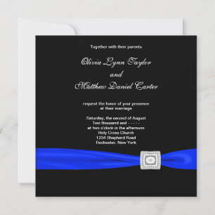 Royal Blue Black Blue Wedding Invitation