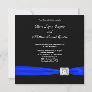 Royal Blue Black Blue Wedding Invitation